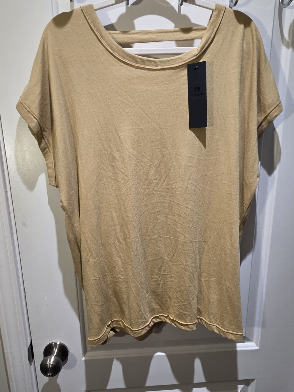 Mono B Beige Twist-Back Short Sleeve Top